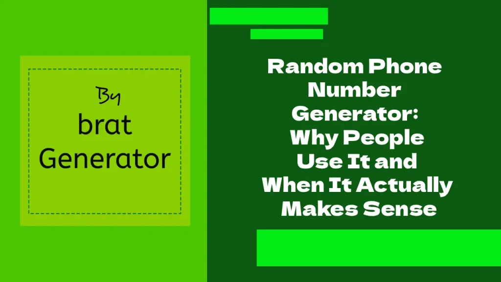 phone number generator 1 Random Phone Number Generator